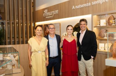 Da esqr. para dir. Isabel Ribeiro e Marcos Ribeiro fundadores da Amarjon; Raquel Neves Diretora de Marketing da Amarjon; e Renato Novis Mendonça Cofundador