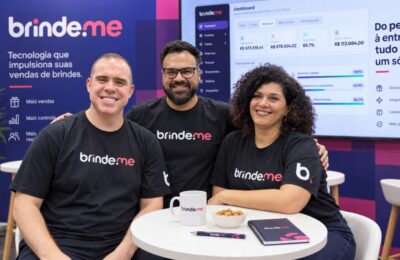 Da esquerda para a direita, Lucas, Robson e Kátia, cofundadores da Brinde.me.