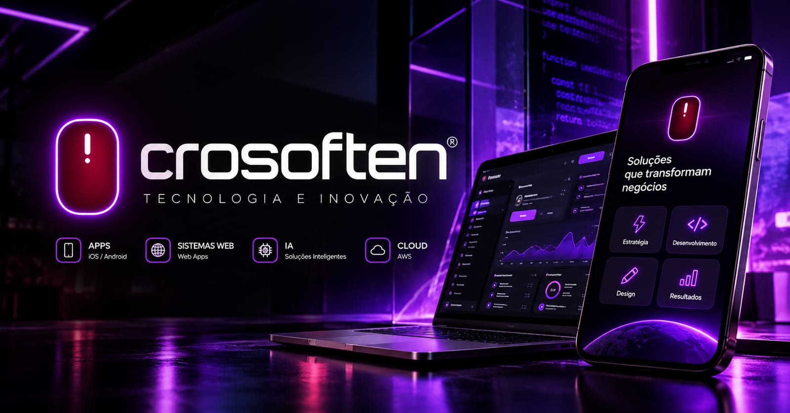 Crosoften desenvolve aplicativos, plataformas web e soluções de inteligência artificial sob medida