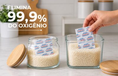 Absorvedor de oxigênio para alimentos aumenta a durabilidade dos alimentos.