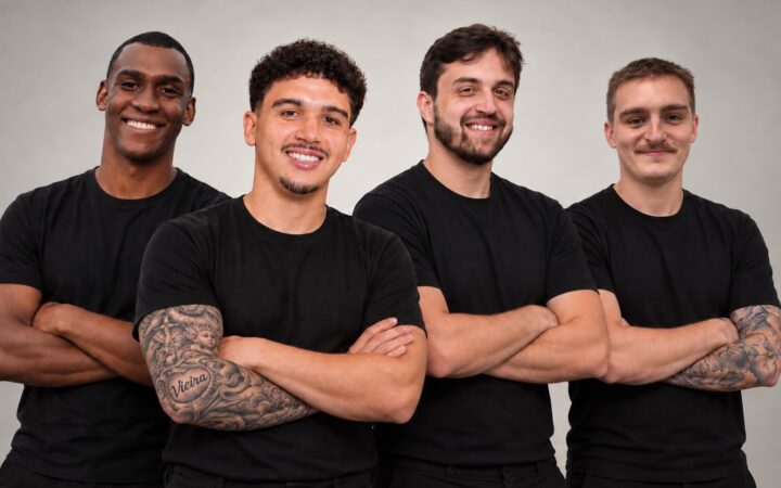 Os quatro sócios da Empregol, plataforma que conecta atletas sem contrato a clubes e agentes e chega ao mercado em outubro.